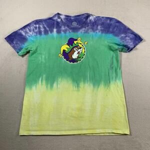 Buc-ee's Shirt Mens Medium Tie Dye Purple Green Yellow Mardi Gras Peace Love Tee